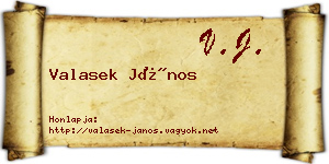 Valasek János névjegykártya